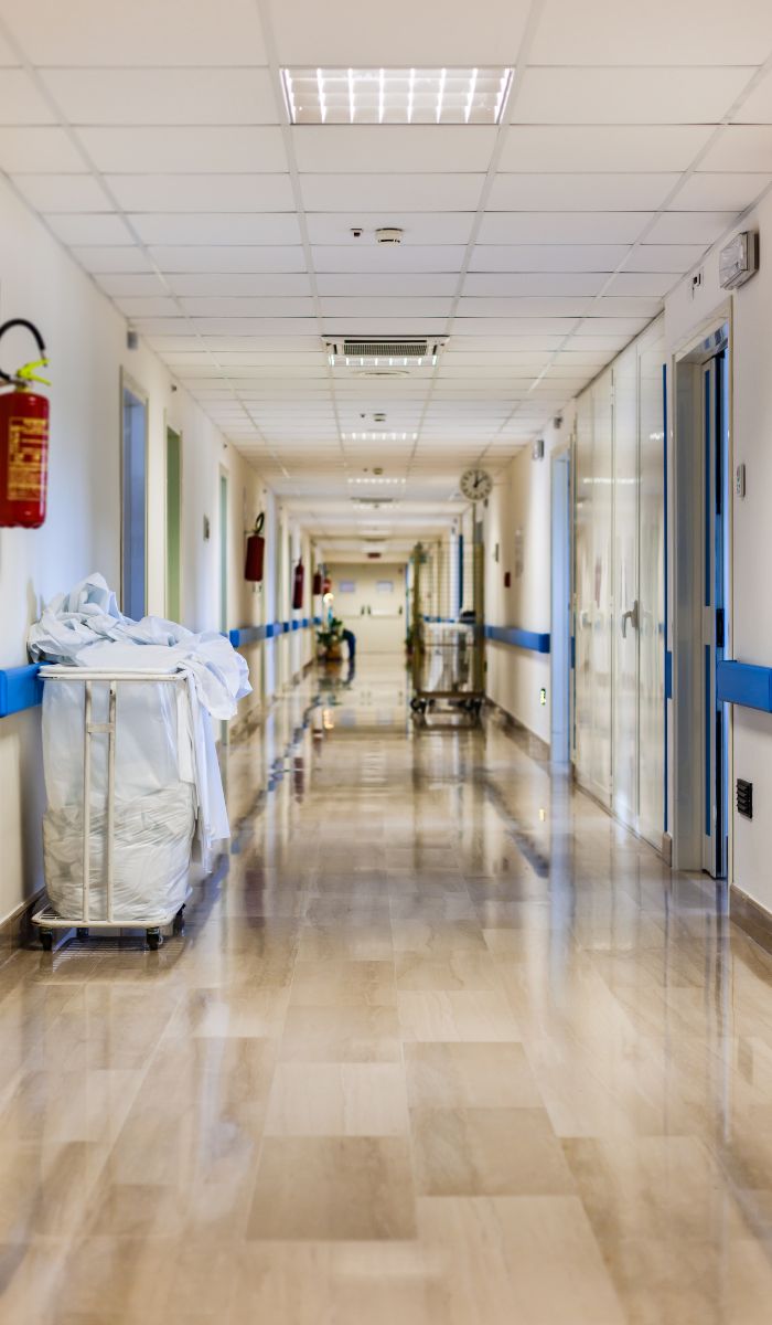 What types of surfaces are usually cleaned in commercial buildings?